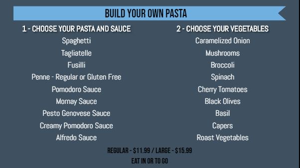 Build Your Own Menu - 20 Items in Blue color
