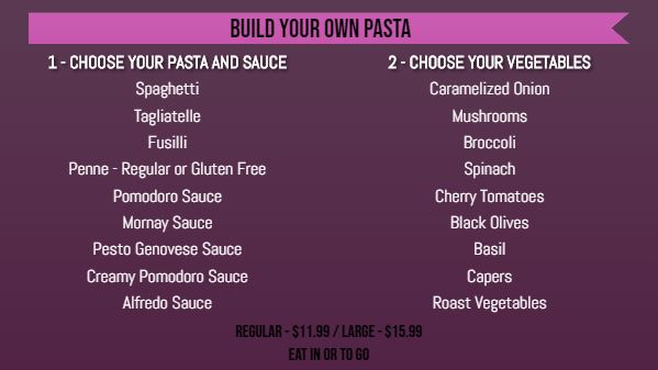Build Your Own Menu - 20 Items in Purple color