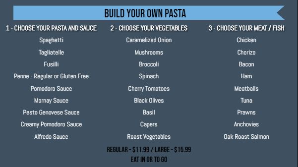 Build Your Own Menu - 30 Items in Blue color