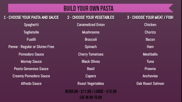 Build Your Own Menu - 30 Items in Purple color