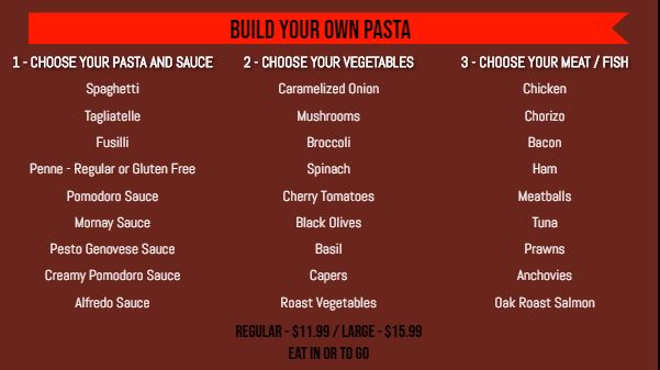 Build Your Own Menu - 30 Items in Red color
