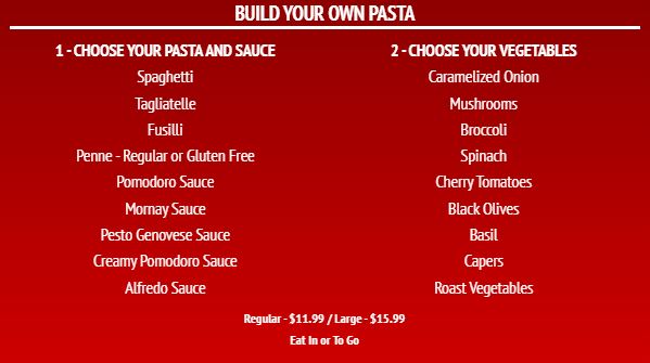 Build Your Own Menu - Elegant - 20 Items in Red color