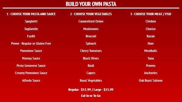 Build Your Own Menu - Elegant - 30 Items in Red color