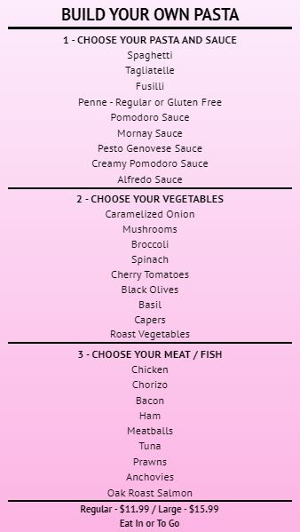 Build Your Own - Menu Board - 30 Items in Pink color