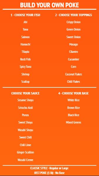Build Your Own - Menu Board - 40 Items in Orange color