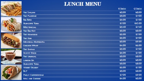 Chalk Board Menu - 20 Items with 2 Price Levels in Blue color