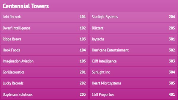 Digital Lobby Directory 16 Listings in Purple color