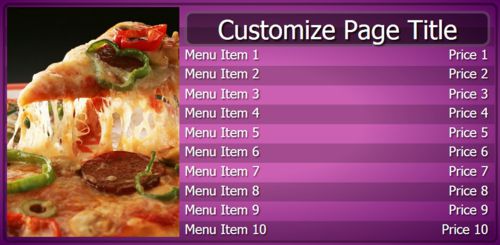 Digital Menu Board - 10 Items in Purple color