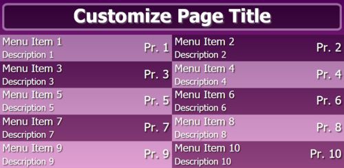 Digital Menu Board - 10 Items in Purple color