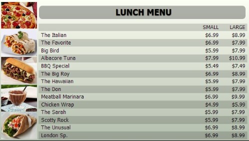 Digital Menu Board - 15 Items with 2 Price Levels in Grey color