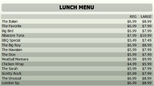 Digital Menu Board - 15 Items with 2 Price Levels in Grey color