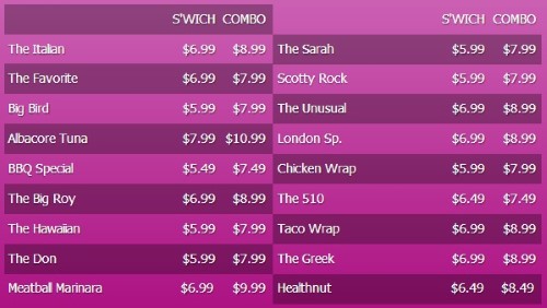 Digital Menu Board - 20 Items with 2 Price Levels in Purple color