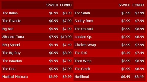 Digital Menu Board - 20 Items with 2 Price Levels in Red color
