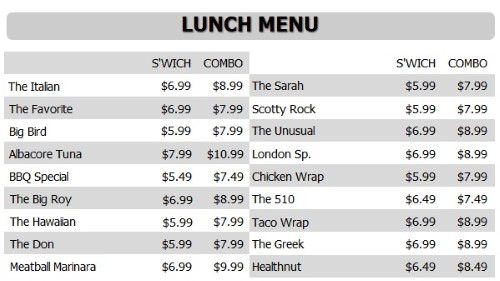 Digital Menu Board - 20 Items with 2 Price Levels in White color