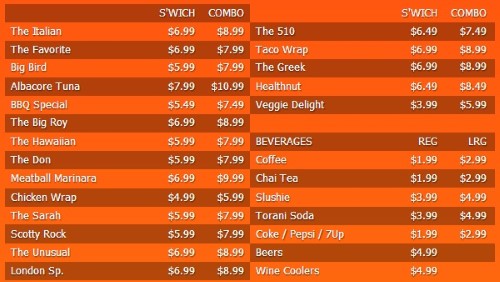 Digital Menu Board - 30 Items with 2 Price Levels in Orange color