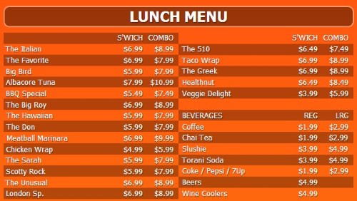 Digital Signage Template for Digital Menu Board - 30 Items with 2 Price Levels