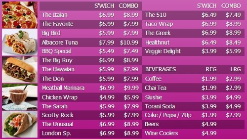 Digital Menu Board - 30 Items with 2 Price Levels in Purple color