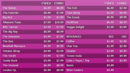 Digital Menu Board - 30 Items with 2 Price Levels in Purple color