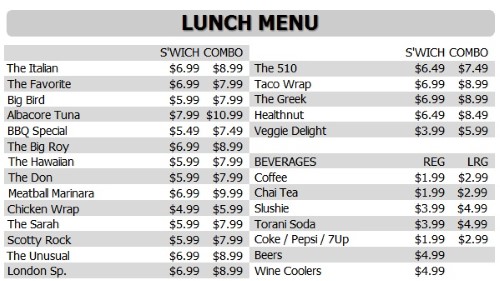 Digital Menu Board - 30 Items with 2 Price Levels in White color