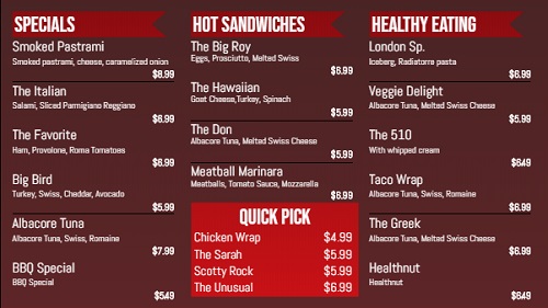 Digital Menu Board - Banner Style - 20 Items in Red color