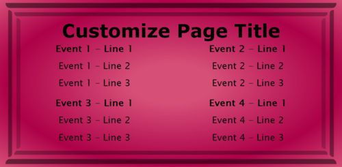 4 Events / Schedules in Pink color