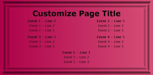 5 Events / Schedules in Pink color
