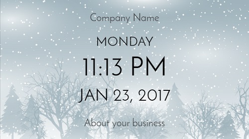 Date and Time With Company Name - Seasonal in Winter color