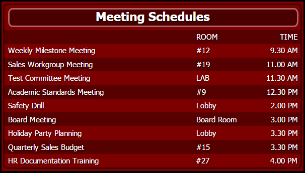 Meeting Schedules