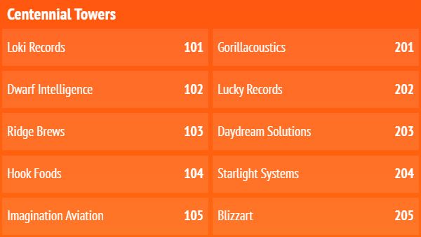 Digital Lobby Directory 10 Listings in Orange color