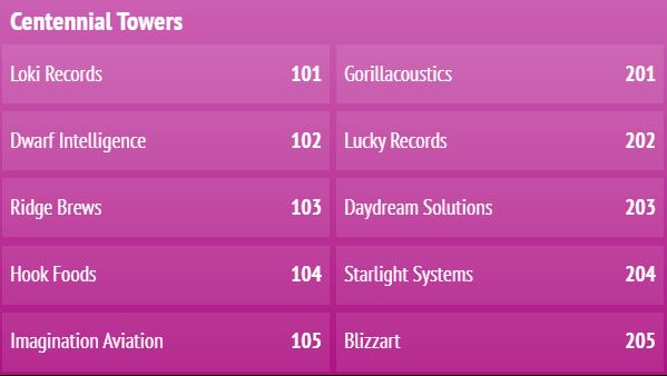 Digital Lobby Directory 10 Listings in Purple color