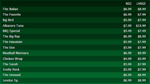 Digital Menu Board - 15 Items with 2 Price Levels in Green color