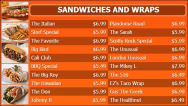 Digital Menu Board - 20 Items in Orange color