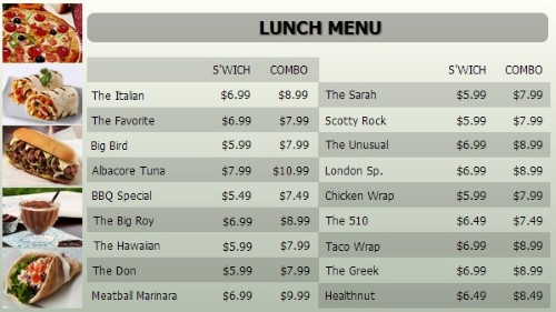 Digital Menu Board - 20 Items with 2 Price Levels in Grey color