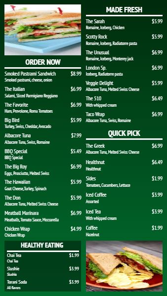 Digital Menu Board - 27 Items - Modern Style in Green color