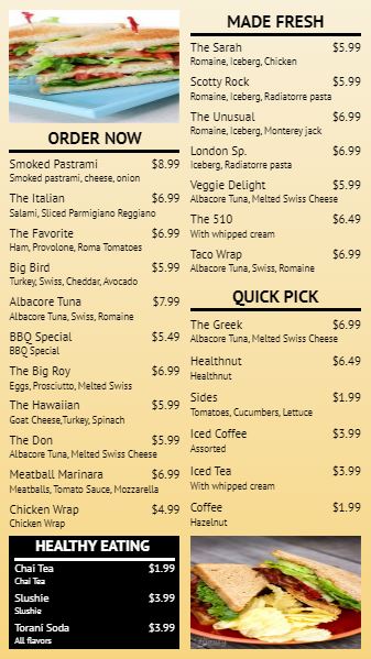 Digital Menu Board - 27 Items - Modern Style in Yellow color