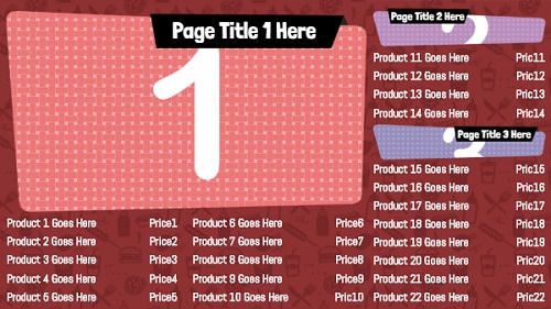 Digital Menu Board - Icon Style - 22 Items in Red color
