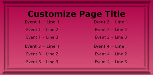 4 Events / Schedules in Pink color