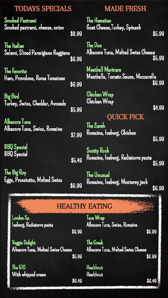 Vertical Digital Chalk Board Menu - 20 Items in Black color