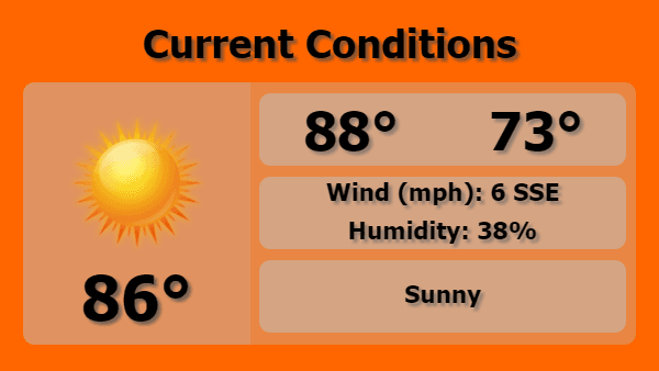 Digital Signage Current Weather Forecast Template in Orange color