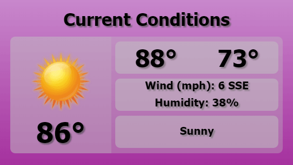 Digital Signage Current Weather Forecast Template in Purple color