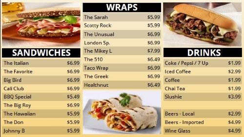 Elmwood Park Restaurant Menu Board Supplier